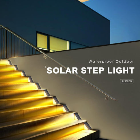 LED Solar Step Lights Waterproof Outdoor Stair Lights, Warm White Solar Deck Lights IP67 Solar Decoration Lights for Yard, Patio, Garden, Walkways...