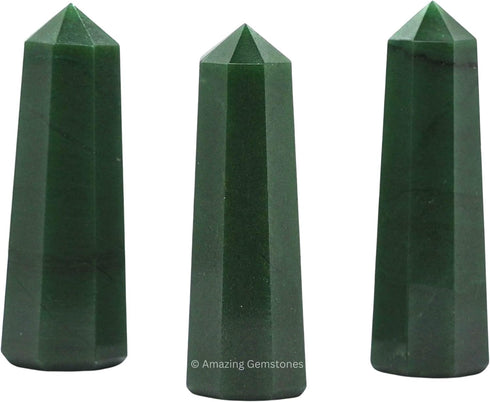 Amazing Gemstone Green Aventurine Crystal Towers ~ Natural Healing Crystal Point Obelisk for Reiki Healing and Crystal Grid (3- Inch)...