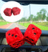 1 Pair Retro Dots Fuzzy Dice Car Mirror Hanging with Suction, Cubic Square Plush Dice Auto Rearview Mirror Dice for Car Ornament Decoration (Red)...