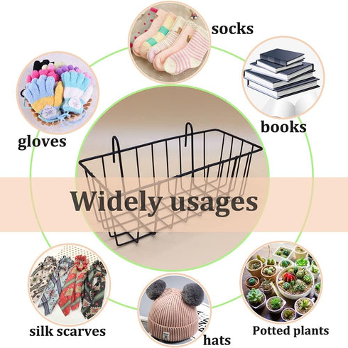 3 Pack Wire Baskets,Wall Grid Panel Hanging Wire Basket,Wall Storage and Display Basket for Cabinet & Pantry Organization and Kitchen,Bathroom,Bed...