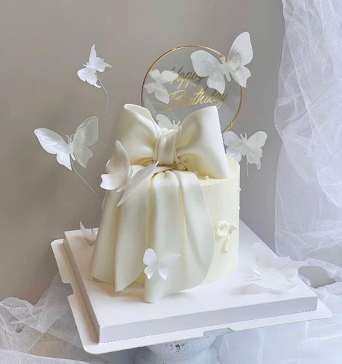 50Pcs Edible Wafer Cupcake Toppers Cake DIY White Blank Butterfly Cake Decoration Birthday Mix Size & White Colour...