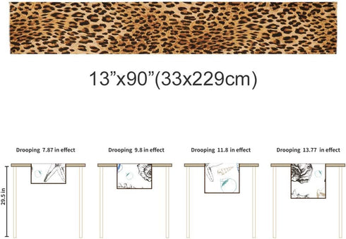 Leopard Print Table Runner-Cotton linen-Long 90 inche Cheetah Print Dresser Scarves,Animal Tablerunner for Kitchen Coffee/Dining/Sofa/End Table Be...