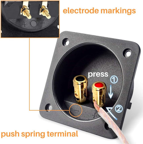 Kalevel 2pcs Speaker Box Terminal Cup Square 3.1in Push Spring Double Binding Post Connector Box with Screws for DIY Home Car Stereo...