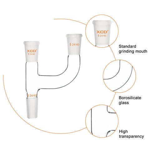 XCD Claisen Distillation Adapter, 3-Way Claisen Distillation Adapter with 24/40 Joints Lab Connecting Adapter...
