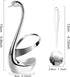 AnSaw Silver Small Swan Base Holder With Silver 8 Pcs Flower Spoon Set,Stainless Steel Reusable Tea Scoops Stirring Spoon Coffee Spoon...