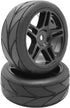 4 pcs 1/10 RC On-Road Rubber Tires & Wheels Sets 5 Spoke Wheels V Tread Rubber Tires 12mm Hex Hub...