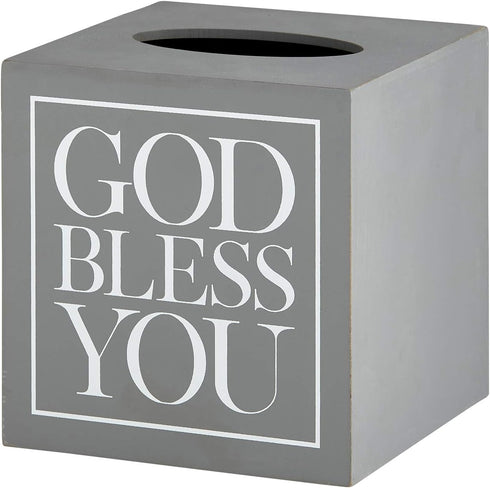 Creative Brands Faithworks - God Bless You Wooden Tissue Box Cover, Small, Grey...