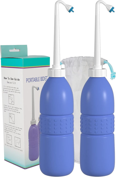 2 Pack Travel Bidet Bottle, Portable Bidet Sprayer Hand held Bidet 620ml for Personal Hygiene Care, On-The-Go Travel Bag Extra Long Pointed Nozzle...