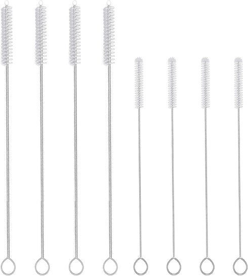 8 Pcs Straw Cleaner Brush Long Cleaning Brushes for Test Tube Stanley Metal Reusable Glass Straws Water Bottle Nipple Small Scrubber - 10''(Rubber...