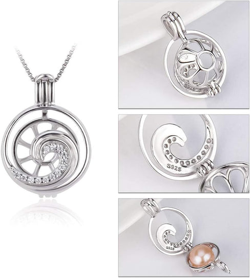 925 Sterling Silver Wave Cage Pendants Crafting Charm for DIY Necklace Bracelet Jewelry Making...