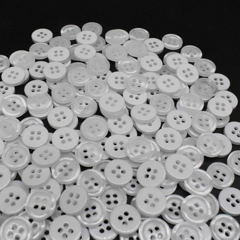 200Pcs 11mm Sewing Shirt Resin Button 4 Hole Faux Pearl Fininsh (White)...