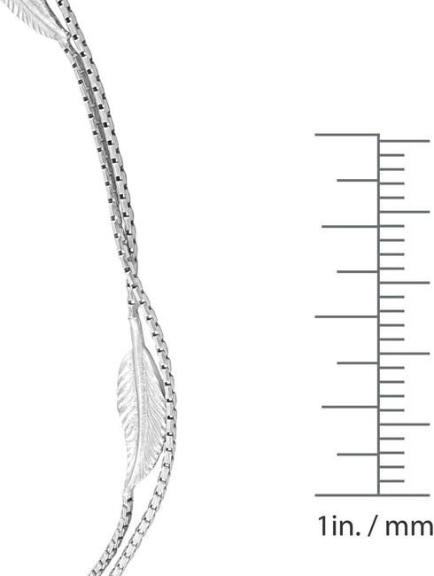 Beaux Bijoux Sterling Silver 9" + 1" Extension Multiple Leaf Double Strand Anklet...