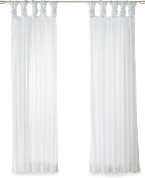 Madison Park Ceres DIY Twisted Tab Sheer Curtain, Pair Panels, Lightweight Window Treatment, Voile Privacy, Light Filtering Drape for Bedroom and ...
