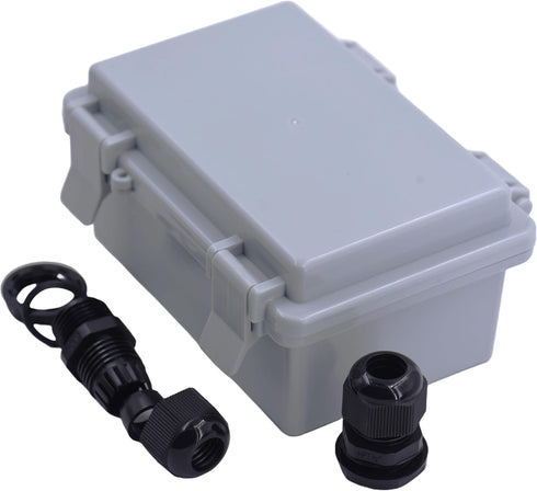 Waterproof Hinged Cover Outdoor Electrical Box - IP65 Waterproof ABS Plastic - 5.9" x 3.9" x 2.8" inch (1 Pc) | NPT Cable Glands - 1/2" (2 Pcs)...