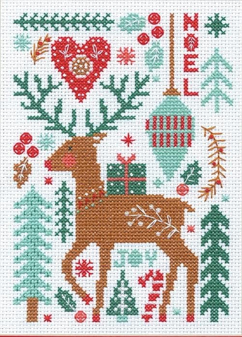 Dimensions 70-08991 Nordic Winter Embroidery Christmas Cross Stitch Kit, 5'' x 7'', 14 Count White Aida, Multi...