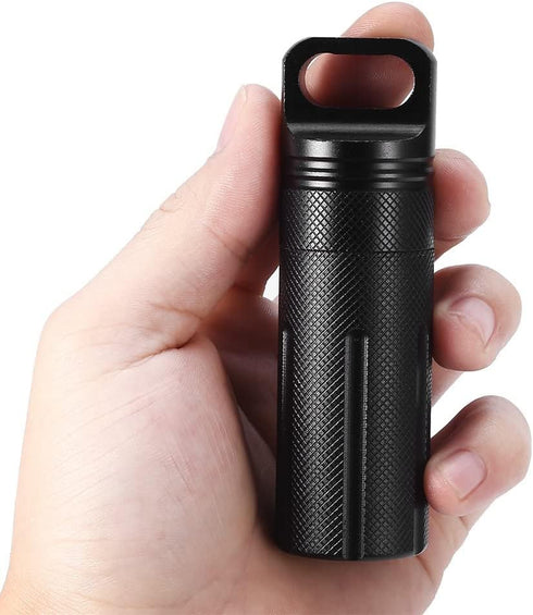 Keychain Container, Pill Containers, Pill Storage Case Keychain, Waterproof Airtight Bottle, Dry Box for Men Women Outdoor Travel Camping Tool (Bl...