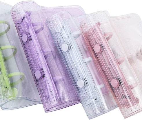 4PCS Mini Transparent 3-Ring Binder Covers, Mini Binder Notebook Cover, Soft PVC Notebook Round Ring Binder Cover Protector, Photo Album Loose-Lea...