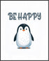 Posterizer 1 pcs-Be happy-cute penguin quote-Kids Room Art-Motivational & Inspirational Art-Gift for Daughter, Son, Kids-decor for nursery toddler...