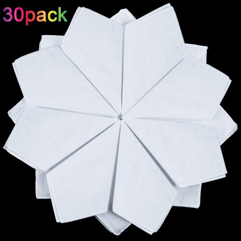 Boao 30 Pack Women White Soft Handkerchief Ladies Hankies DIY Wedding Hankies...