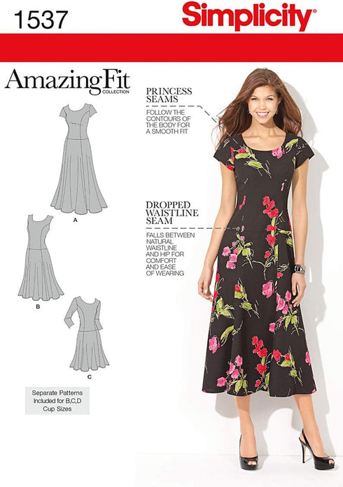 Simplicity 1537 Amazing Fit Women's Dress Sewing Pattern, Sizes 10-18...