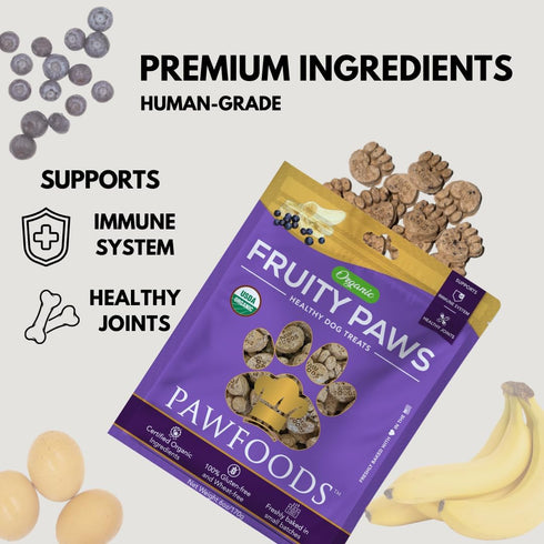 Treats Fruity Paws - Organic Dog Treats Healthy, Low Calorie Puppy Treats for Joint and Hip Support, Tasty Natural Treats for All Dogs, Only 5 Cal...