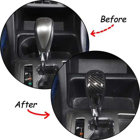 ABS Carbon Fiber Grain Gear Shift Knob Cover Head Trim Cover Interior Moulding Decoration Sticker Accessories for Toyota Alphard 2011-2014 for Toy...