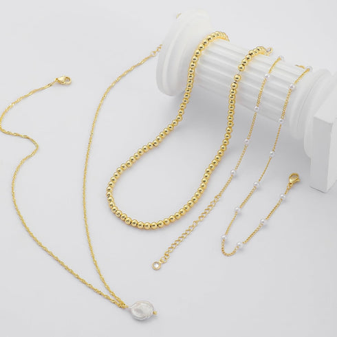 Gold Pearl Necklace?Layered Gold Choker Necklaces for Women Pearl Pendant Necklaces Stackable Stacked Stacking Layering Dainty Gold Necklace Pearl...