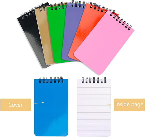 8 Pack Pocket Notebook Small 3x5 Waterproof Spiral Notepads With Lined Pages, Small Top Spiral Notebook Little Mini Memo Steno Note Pads for Outdo...