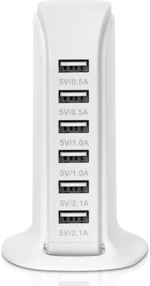 6-Port USB Wall Charger Desktop Charging Station Quick Charge 2.1,Compatible with iPhone14,Samsung,LG, Nexus, Nokia, Lumina, HTC, Pixel and More(W...