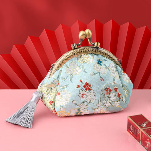 Oyachic Embroider Coin Purse Vintage Wallets Canvas Change Pouch Floral Trinkets Small Kiss Lock Clasp Handbag Jewelry Bag Tassels Women...