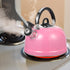 Ciieeo Stove Top Whistling Tea Kettle Pink Stainless Steel TeaPot Teapot with Filter Teakettle Floral for Stovetop...
