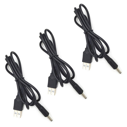 3pcs Extension Cable USB to DC Cable - 5V USB 2.0 Port Male to DC 5V Male 3.5mm x 1.35mm Power Cord Black 100cm(3.3ft)...
