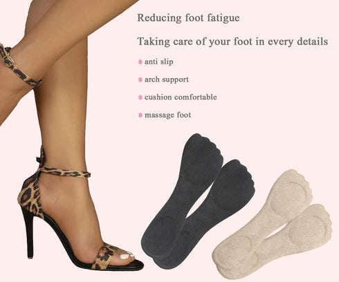 High Heel Inserts Women, Adhesive Velvety Cushioning Insoles for High Heels Anti-Slip, ¾ Gel Cushion Insoles for High Heels Pain Relief, Shoe Inse...