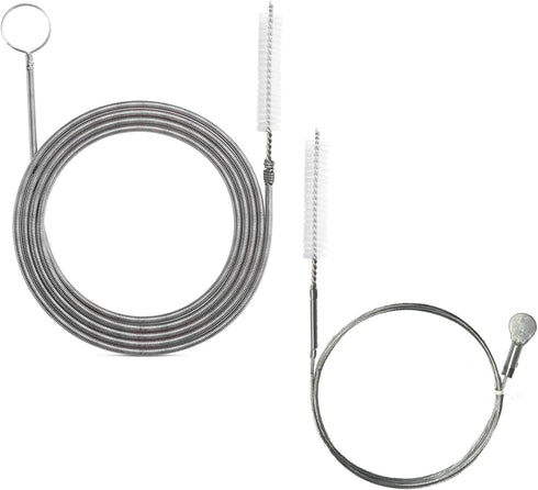 2-Pack Flexible Nylon Drain Pipe Hose, Slim Feeding Tube Cleaner with Stainless Steel Wire Brush, Long Cleaning Straw for Home Kitchen, Fish Tank,...