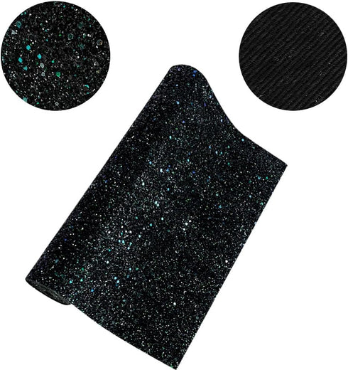 Solid Color Chunky Glitter Faux Leather Roll 12 x 53 Inch Sparkle Synthetic Sewing Fabric for Hair Bows Jewlery Making DIY Accessories (Dark Green...