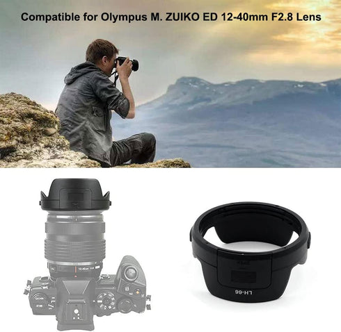 LH-66 Camera Mount Lens Hood compatible with Olympus M. ZUIKO ED 12-40mm F2.8 Lens DSLR Lens Hood...
