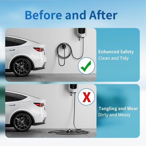 QIAO 2-in-1 EV Charger Holder Wall Mount, EV Cable Holder J1772 Holder for Electric Car Chargers,Cable Organizer Clean Garage,Ideal Father's Gift....