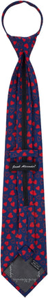 Jacob Alexander Men's Happy Valentine's Day Mini Red Hearts Pattern Pre-Tied Zipper Neck Tie - Dark Blue...