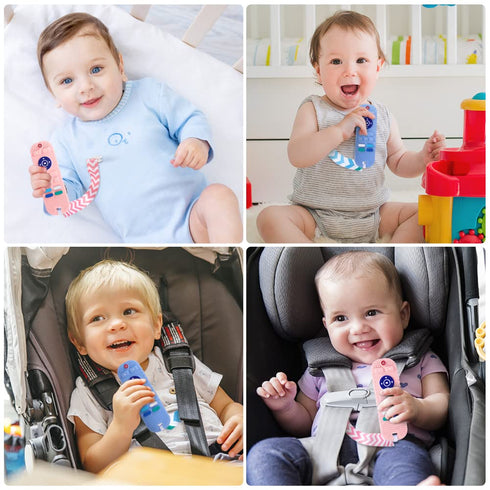 Baby Teether Toys, 2PCS Silicone Teething Toys, Remote Control Shape Teething Toys with 2PCS Pacifier Clip, Teething Relief Toys for Baby 3-24 Mon...