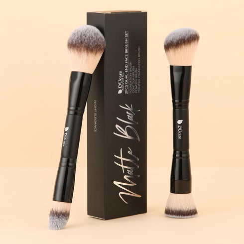 DUcare Makeup Brushes Duo End Foundation Contour Powder and Buffer Brush Bronzer Double Makeup Brush Set 2Pcs black...