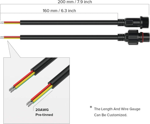 BTF-LIGHTING 4 Pin Electrical Connector 20AWG IP65 Male Female Connector 7.87in/20cm Extension Cable for Car,Truck,Boat,Indoor/Outdoor LED Strip L...