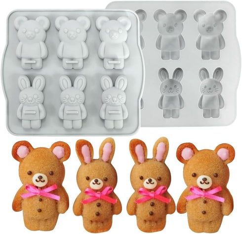 Candy Animal Silicone Mold Rabbit Bear Shape Chocolate Soap Cake Decorating DIY Kitchenware Bakeware Ice Mold Baking Tools (Rabbit Bear R_7.92 X7 ...