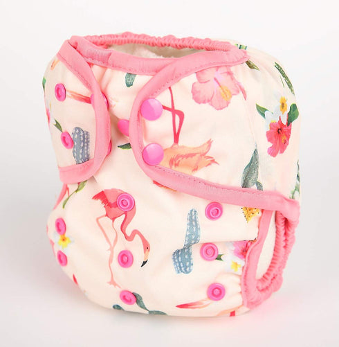 One Size Cloth Diaper Cover Snap With Double Gusset (Flamingo)...