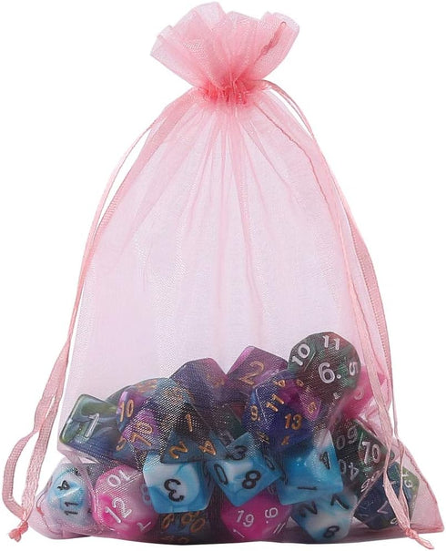 HRX Package Organza Bags Blush Pink 5x7 inch 100pcs, Mesh Jewelry Pouches Candy Bags Drawstring Empty Sachet for Wedding Baby Shower Party...