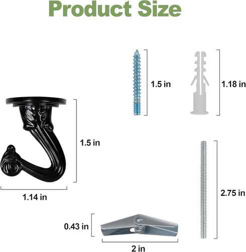 Ceiling Swag Hook Sets - Heavy Duty Hooks with Mounting Hardware for Hanging Plant, Ceiling or Extender Chains - Easy Install with Screws/Brackets...