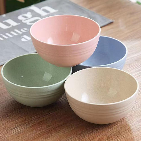 Unbreakable Cereal Bowls 24 oz - Reusable Wheat Straw Bowl - Dishwasher & Microwave Safe- BPA Free - Perfect for Cereal Reusable Dinner Bowls 4 Se...