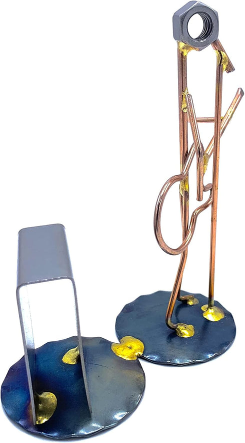 Bass Guitar w/Large Amp Collectible Handmade Metal Art Figurine, Desk Accessories, Trophy, Boss Gift, Office Décor, Business Professional, Musical...