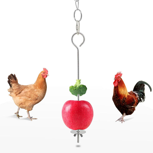 Andiker 2PCS Chicken Vegetable Skewer Fruit Holder, Stainless Steel Chicken Birds Hanging Feeder Toy for Hens Roosters Chicks Parrot...