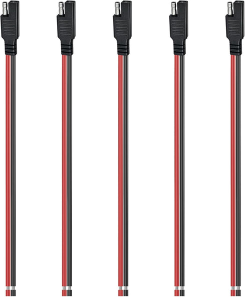 Oyviny 5PCS SAE Connector 12AWG 1 Feet SAE Extension Cable for Solar Panel Motorcycles Cars Charger Trolling Motor 2 Pin Single Plug Quick Connect...