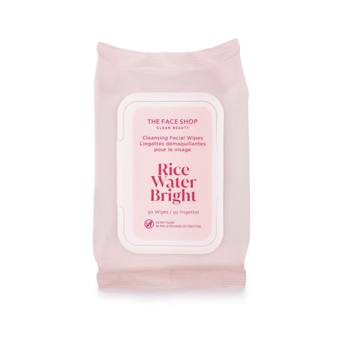 The Face Shop Rice Water Bright Makeup Remover Wipes for Face with Rice Extract, Brightening, Moisturizing, Infused with Cleansing Milk, Vegan Dis...